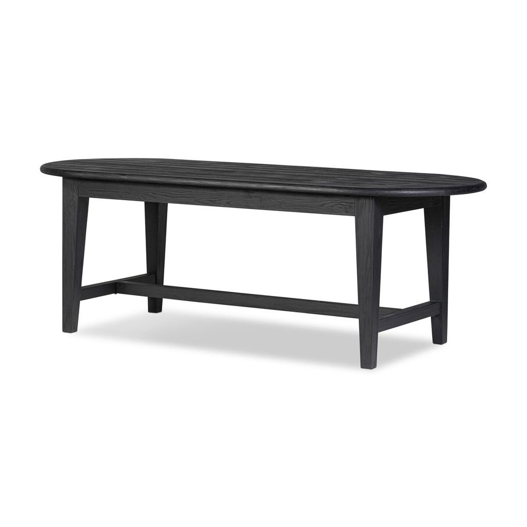 Preview image for Modern Farmhouse Black Solid Pine Wood Oval Dining Table 87 inch