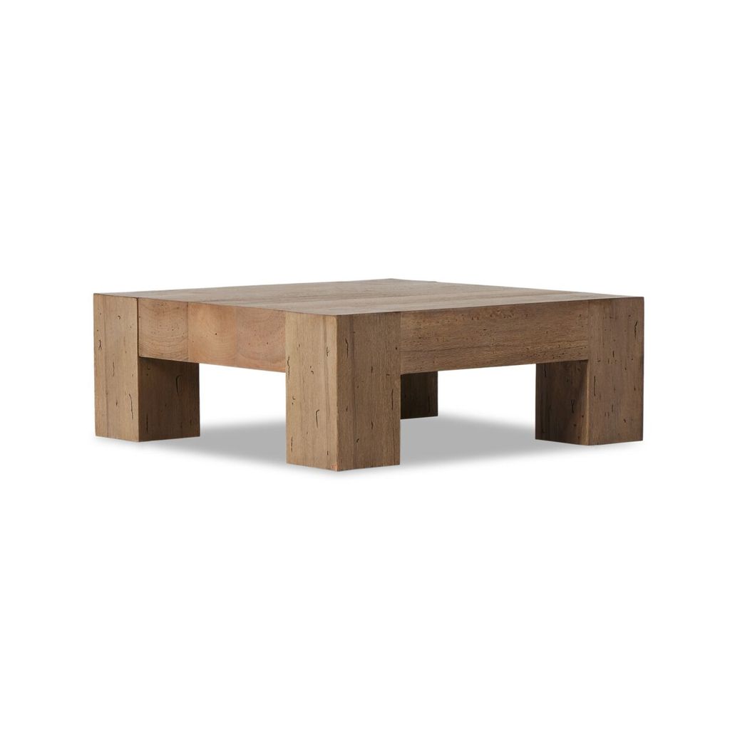 Abaso Small Square Coffee Table, Rustic Wormwood Oak