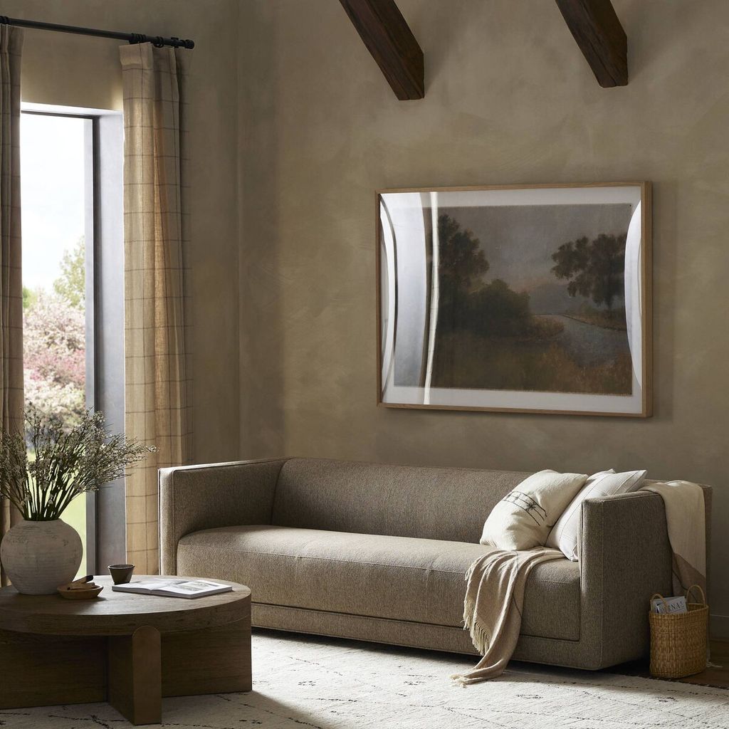 Sleek Recycled Leather Sofa, Tweed