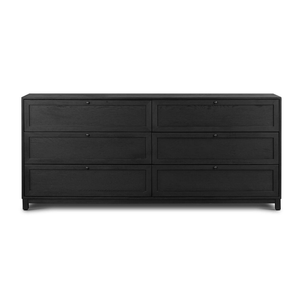 Preview image for Millie 6 Drawer Dresser, Drifted Matte Black Veneer