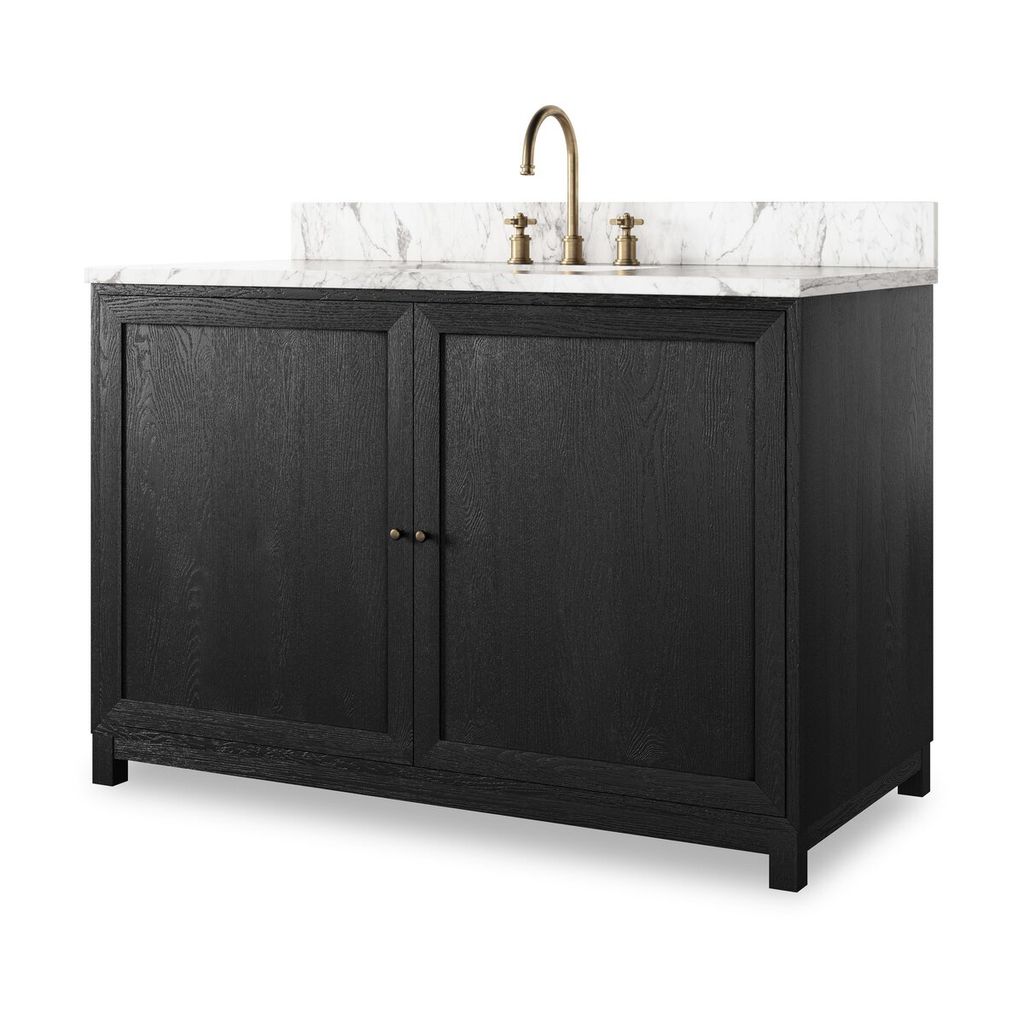 Millie Single Wide Vanity, Satin Drifted Black Veneer