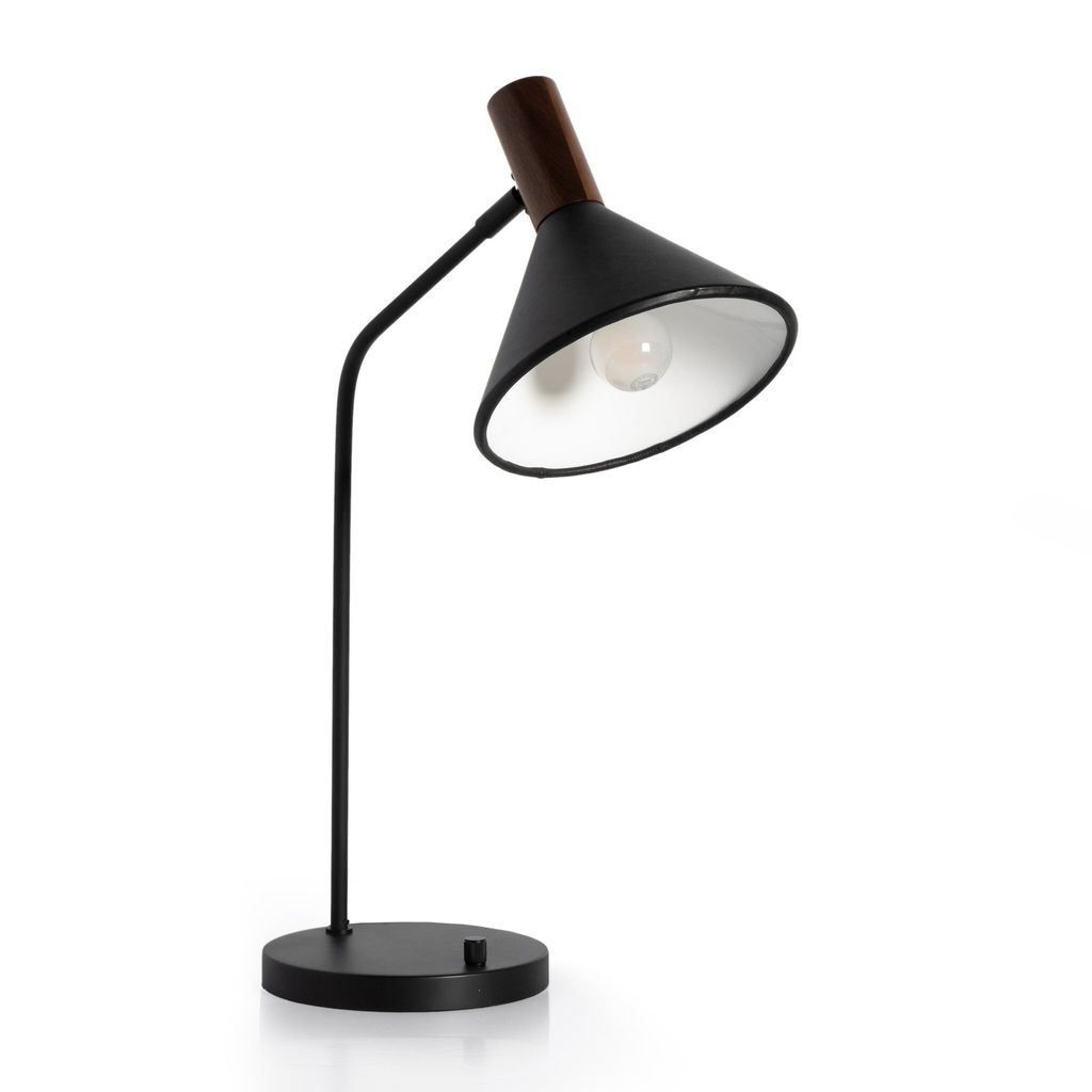 Cullen Task Lamp, Black Leather