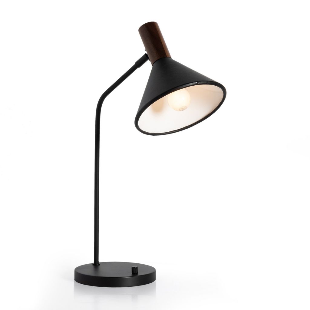 Cullen Task Lamp, Black Leather
