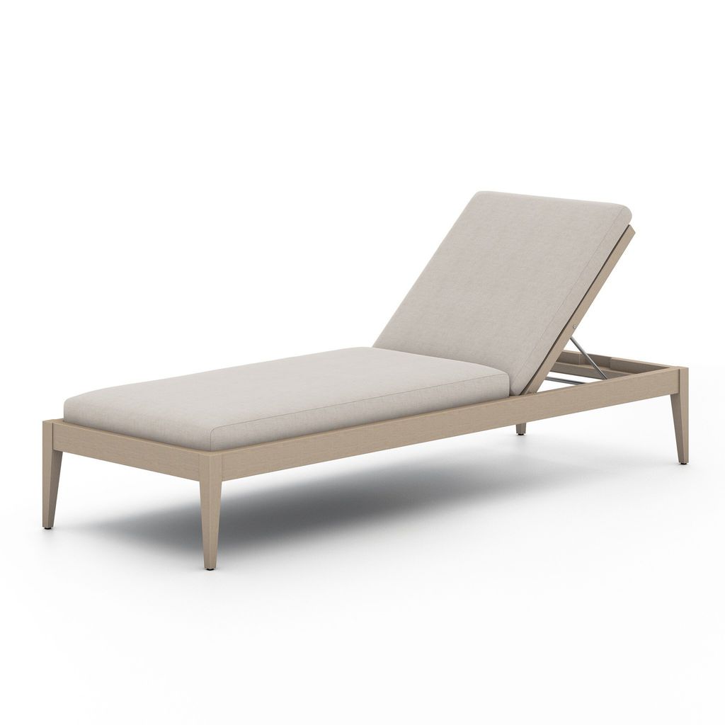 Sherwood Outdoor Chaise, Washed Brown And Stone Grey Cushion
