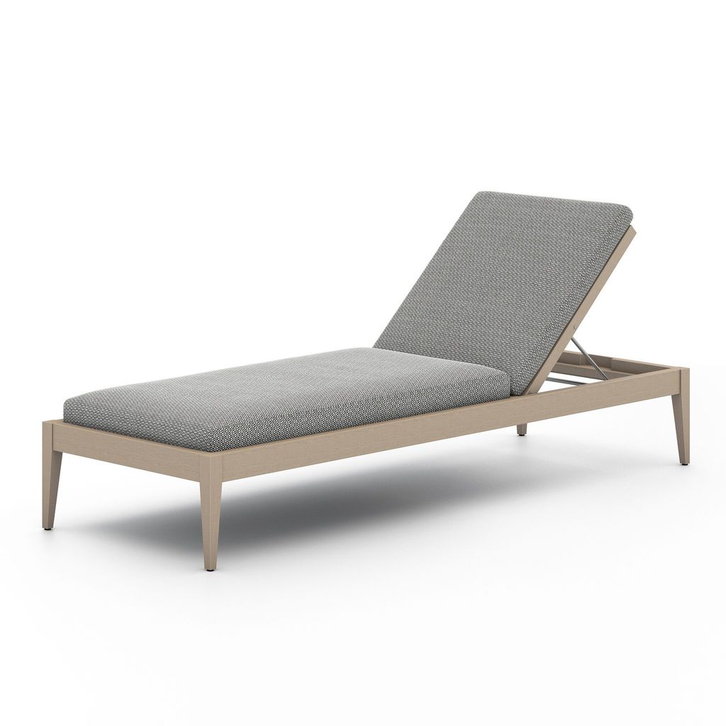 Sherwood Outdoor Chaise, Washed Brown And Faye Ash Cushion