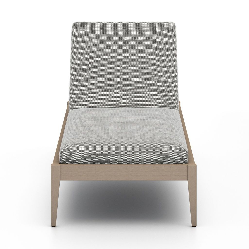 Sherwood Outdoor Chaise, Washed Brown And Faye Ash Cushion