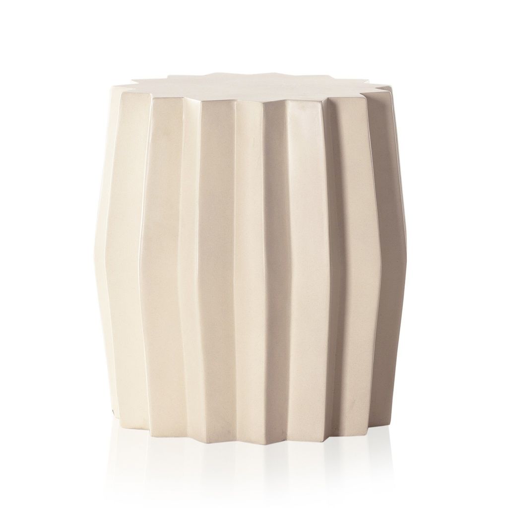 Preview image for Fluted Outdoor End Table, Parchment White