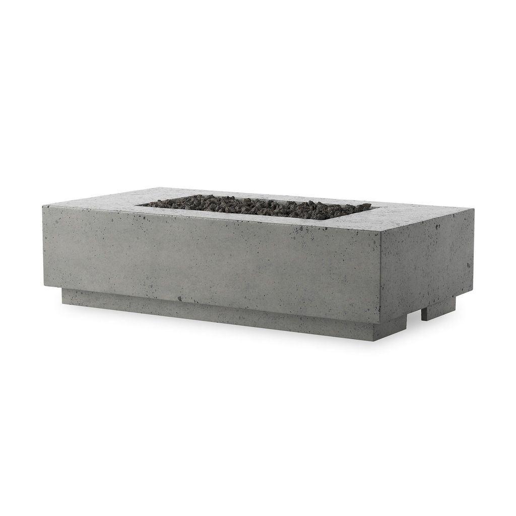 Kenton Outdoor Fire Table, Pewter Concrete With Propane Fuel Type