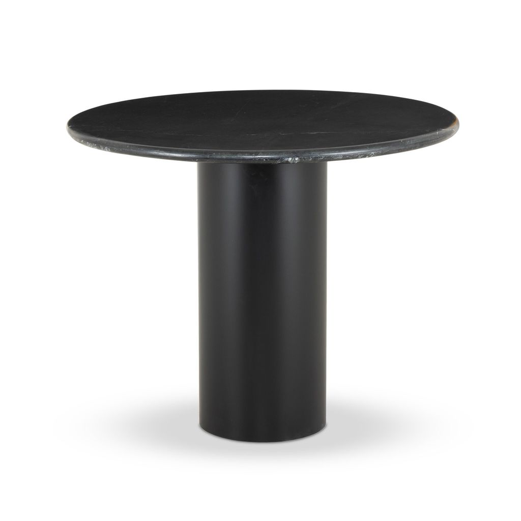 Preview image for Black Marble Top Iron Base Pedestal Round Dining Table 38 inch