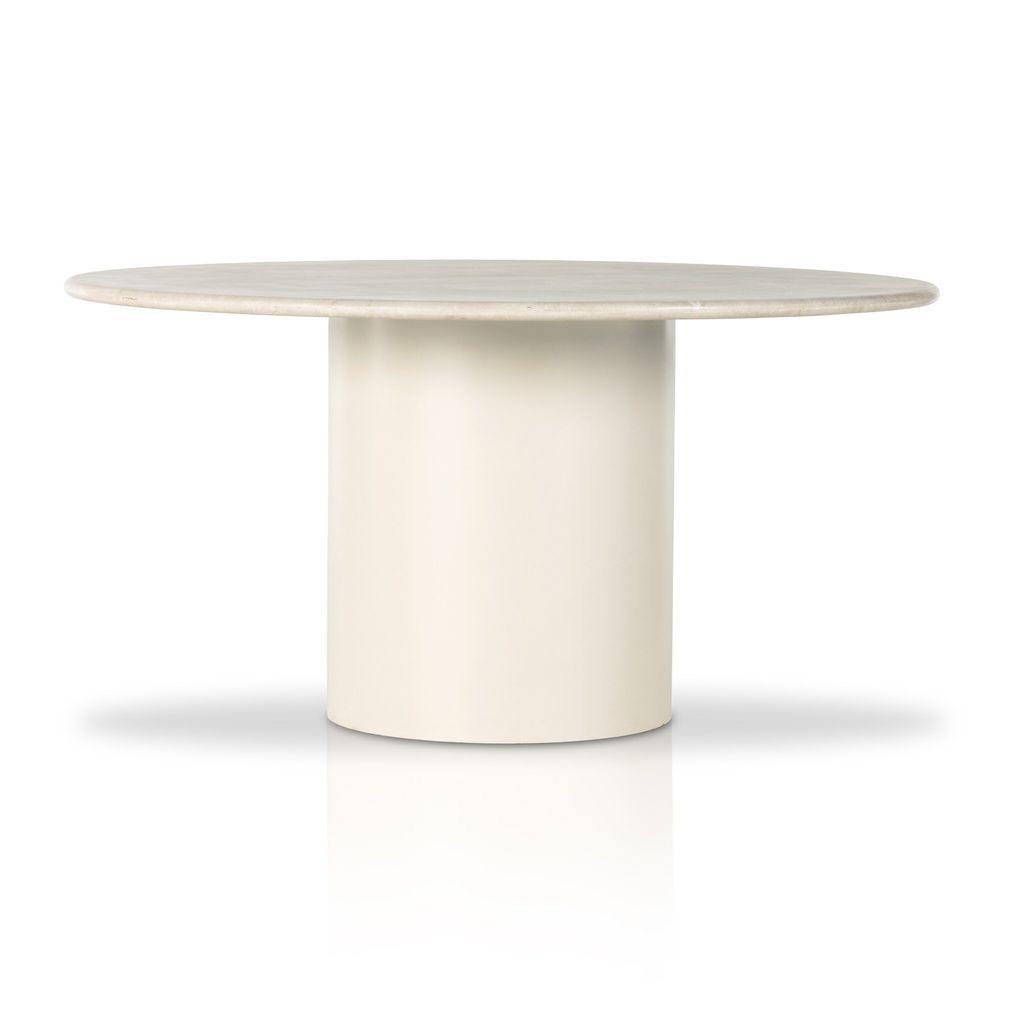 Preview image for Cream Marble Top Iron Pedestal Base Round Dining Table 60 inch