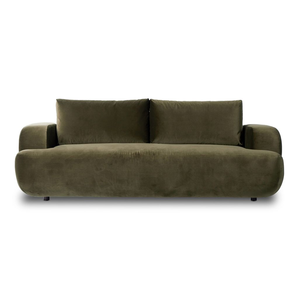 Plush Upholstered Sofa, Olive Cover