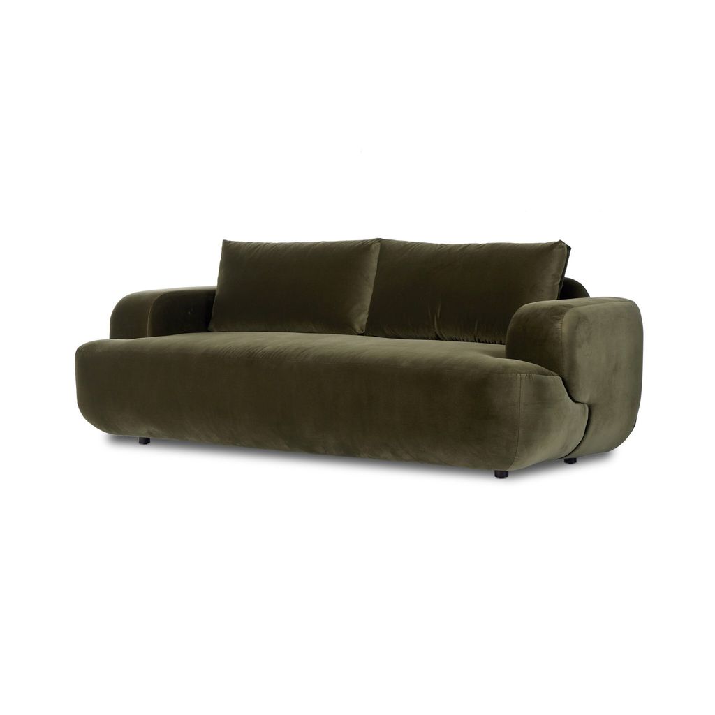 Plush Upholstered Sofa, Olive Cover