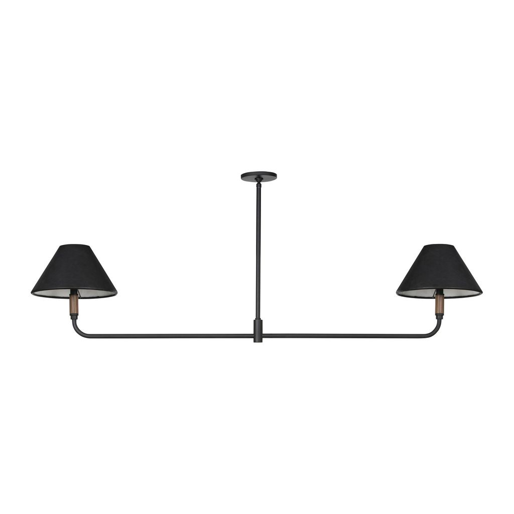 Cullen Linear Double Pendant, Black Leather