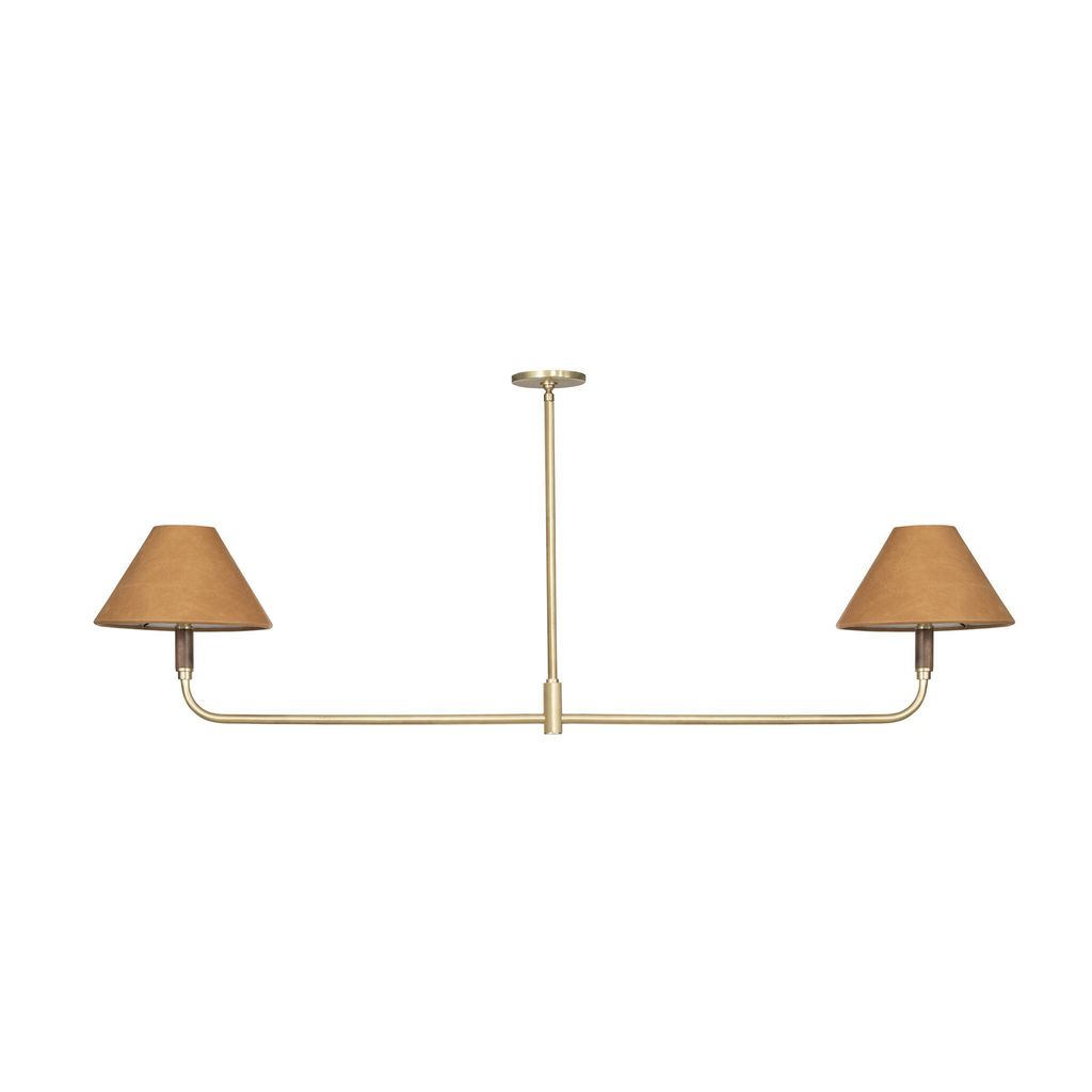 Cullen Linear Double Pendant, Natural Walnut