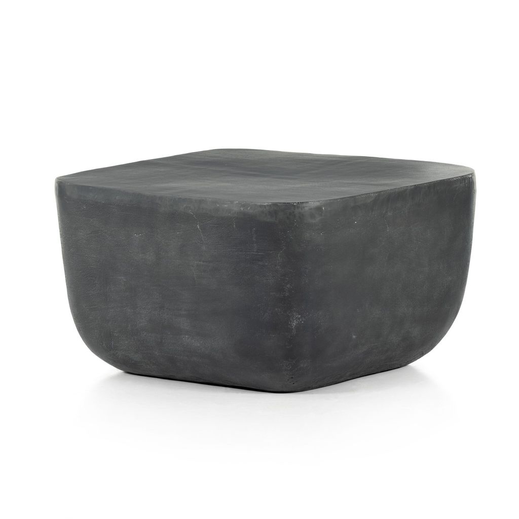 Basil Square Outdoor End Table, Aged Grey