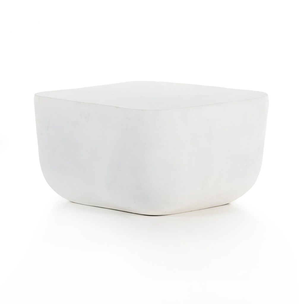 Basil Square Outdoor End Table, Matte White