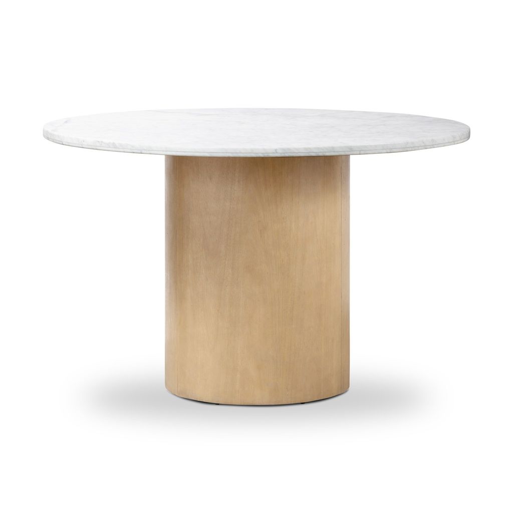 Pilo Dining Table, Italian White Marble Style And Natural Matte