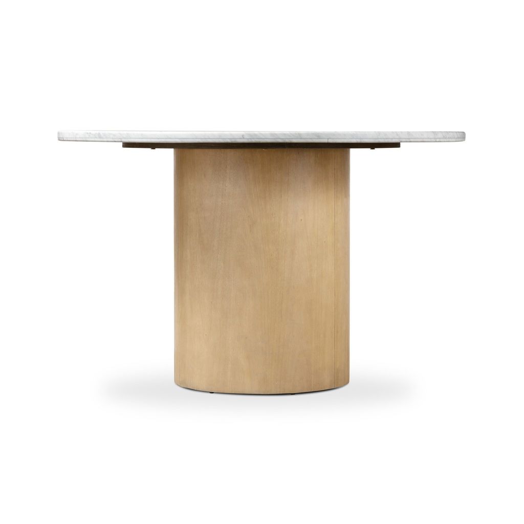 Pilo Dining Table, Italian White Marble Style And Natural Matte