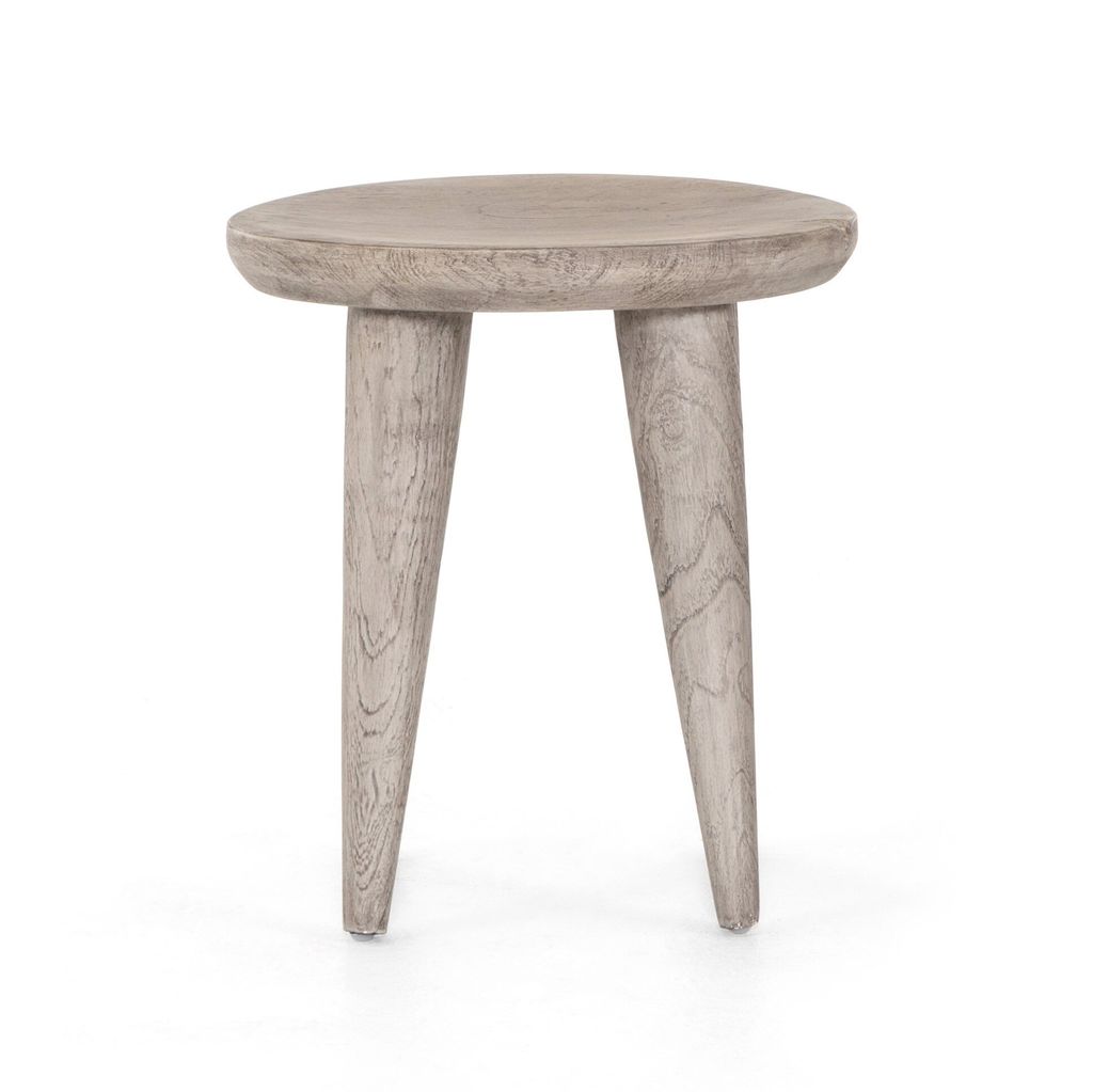 Zuri Round Outdoor End Table, Weathered Grey