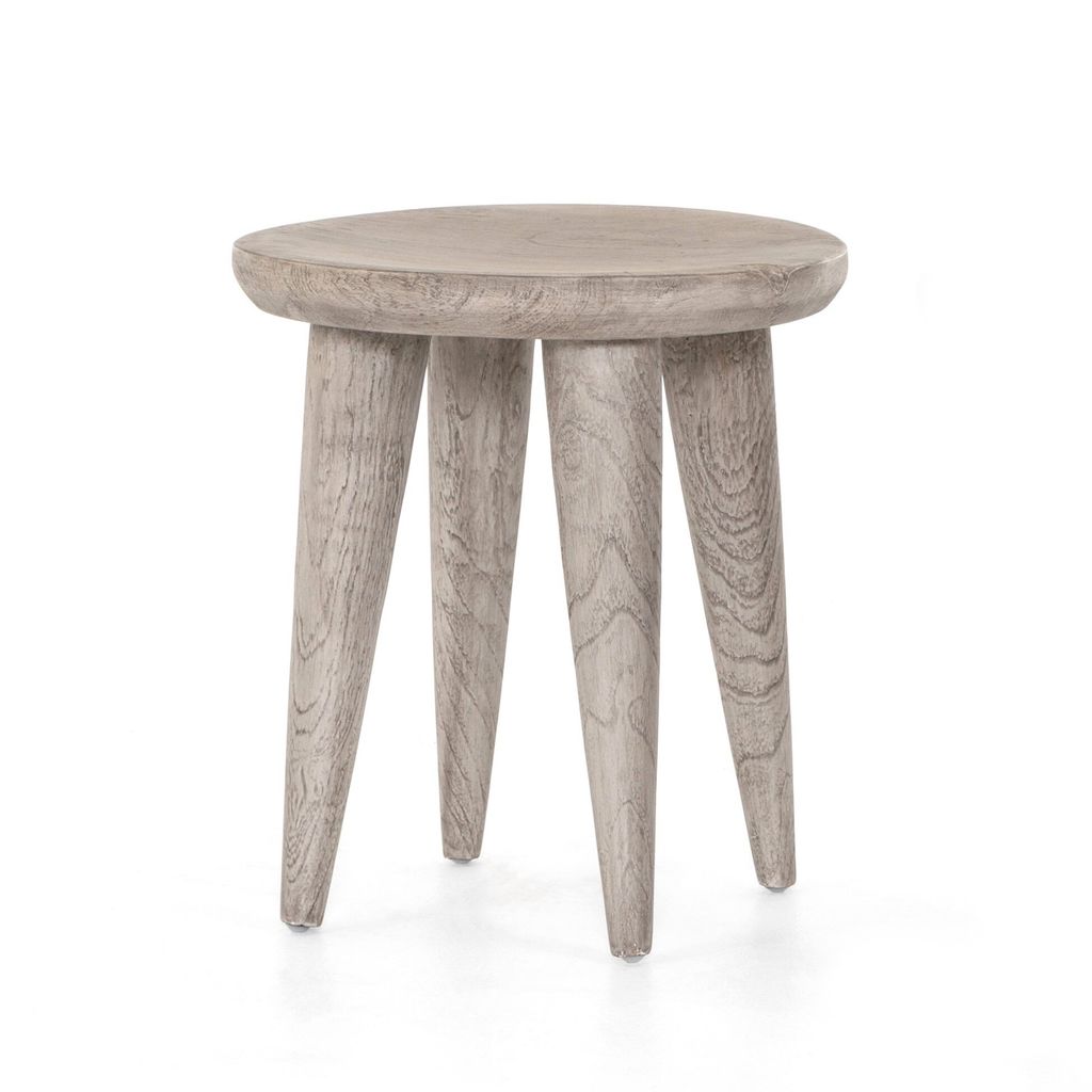 Zuri Round Outdoor End Table, Weathered Grey