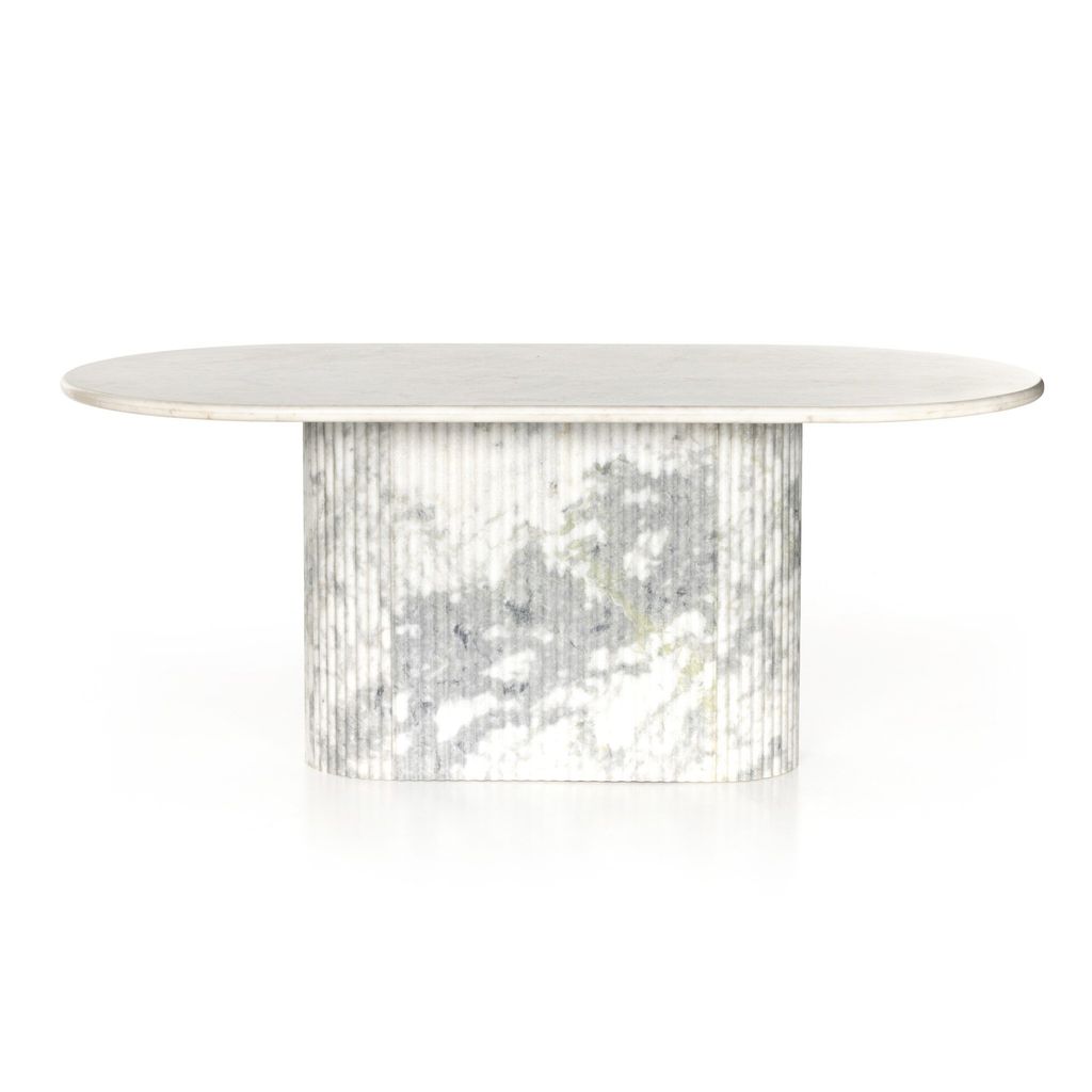 Oranda Dining Table, Polished White Marble