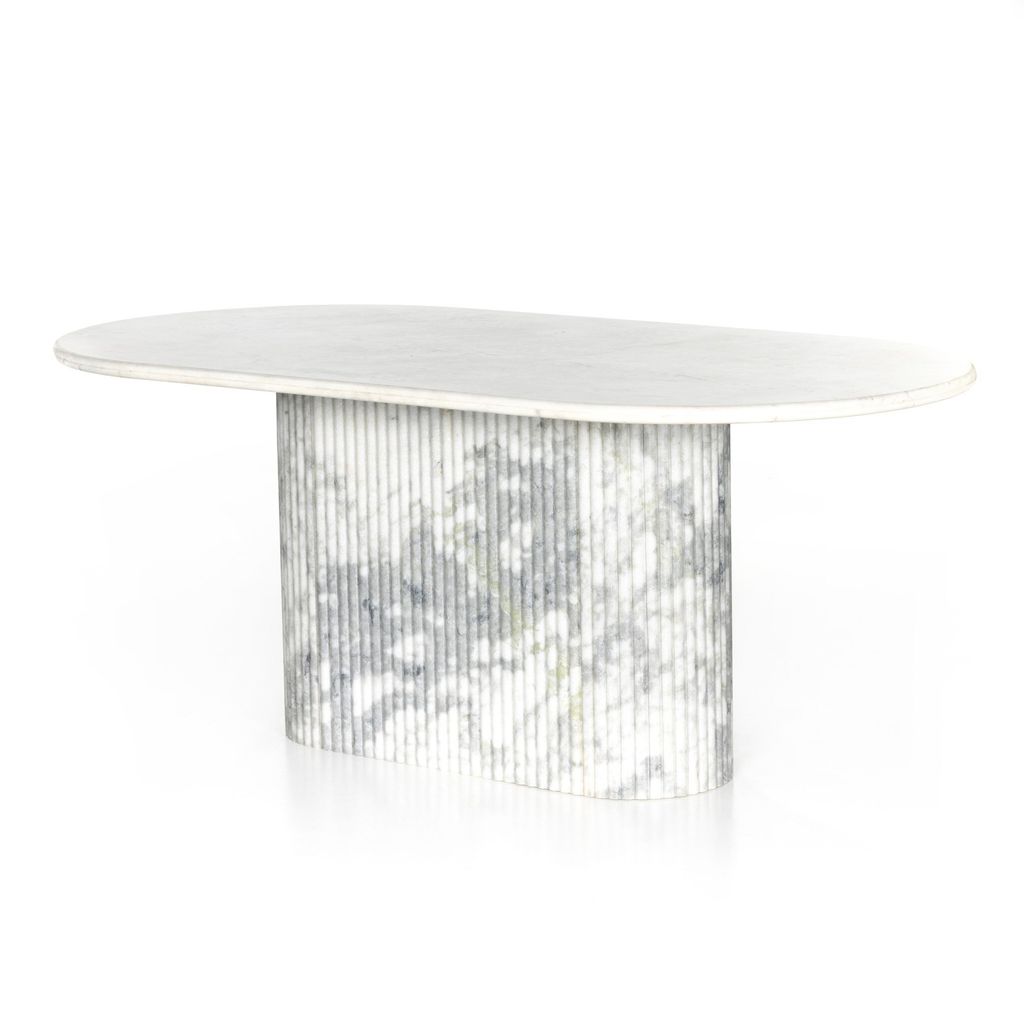Oranda Dining Table, Polished White Marble