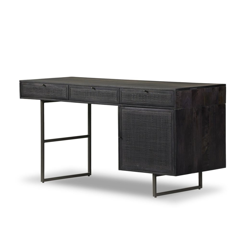 Carmel Desk, Black Wash W/Black Cane