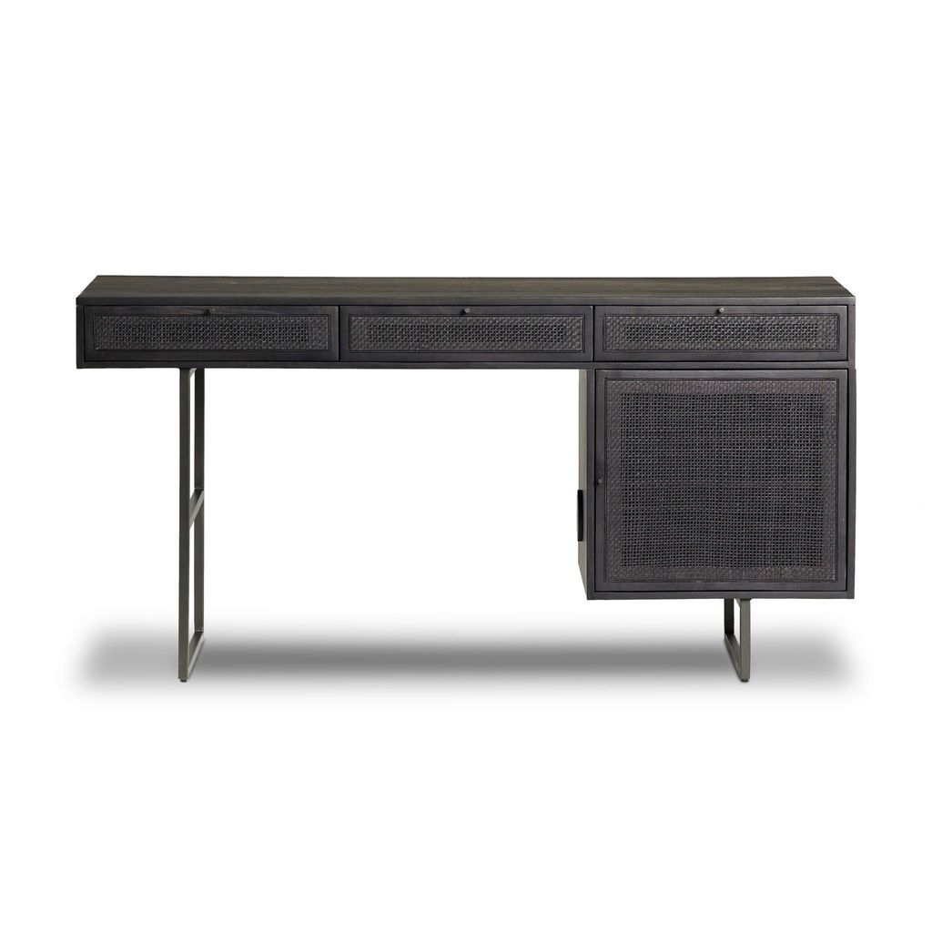 Carmel Desk, Black Wash W/Black Cane