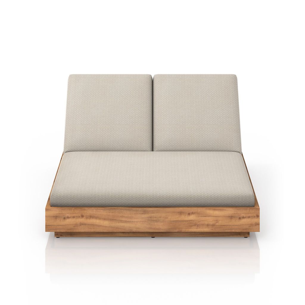 Kinta Outdoor Double Chaise Lounge, Faye Sand Cover