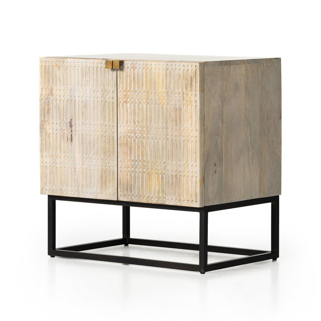 Kelby Cabinet Nightstand, Light Wash Carved