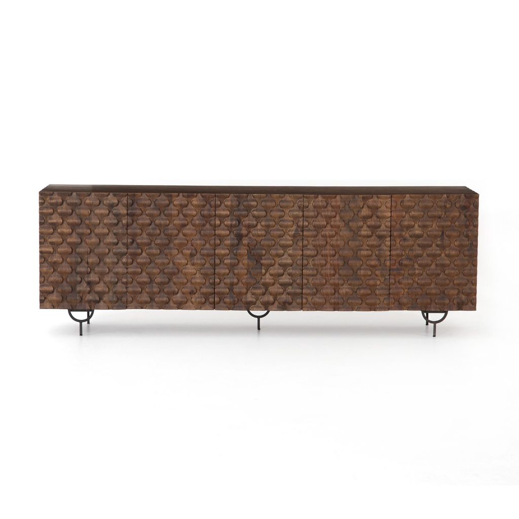 Rio Media Console, Round Cut Antique Brown
