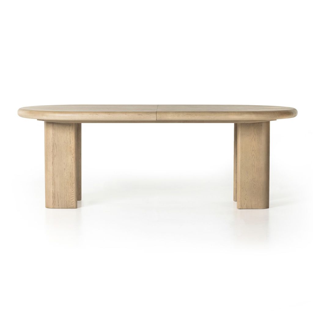 Preview image for Light Oak Wood Oval Extension Dining Table 87 to 107 inch