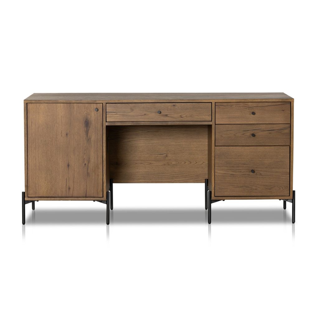 Preview image for Eaton Executive Desk, Amber Oak Resin