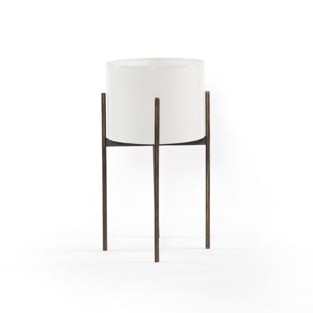Preview image for Planter on Stand - Small, White High Gloss