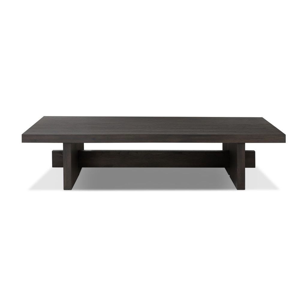 Preview image for Smoked Black Oak Wood Low Rectangle Coffee Table 65 inch
