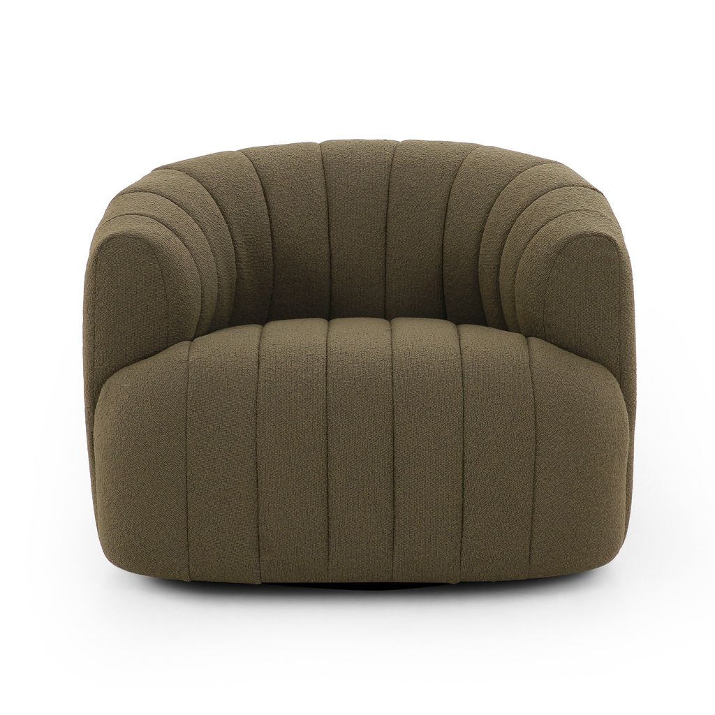 Elliana Swivel Chair, Fiqa Boucle Olive Cover