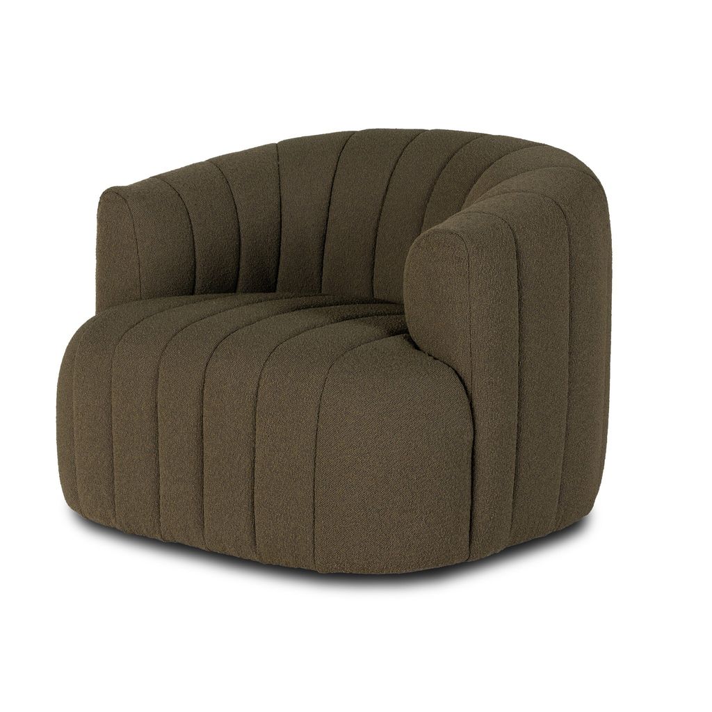 Elliana Swivel Chair, Fiqa Boucle Olive Cover