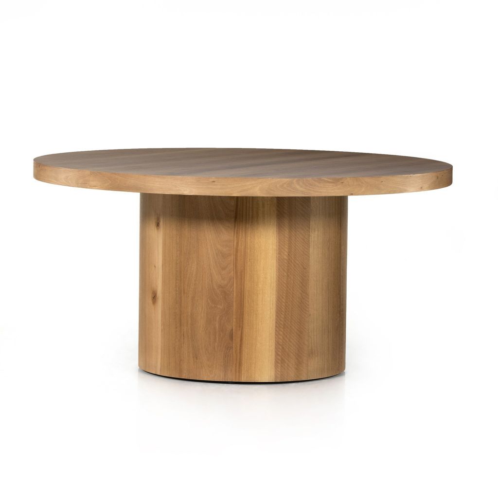 Preview image for Modern Minimalist Natural Yukas Wood Round Pedestal Dining Table 60 inch