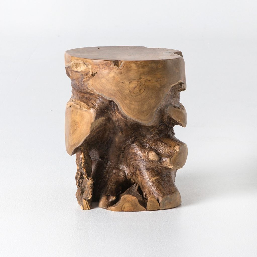 Outdoor Teak Stool, Aged Natural Teak