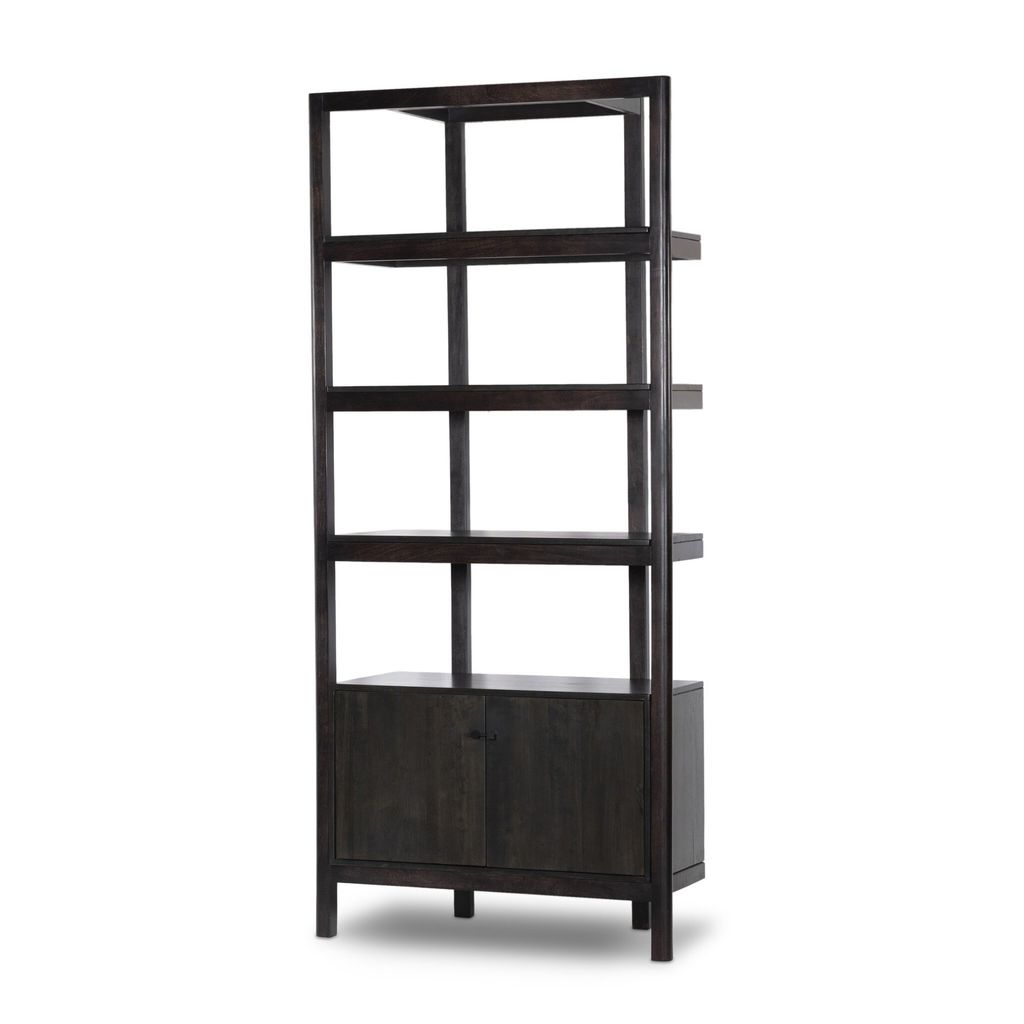 Reza Bookcase, Worn Black Parawood