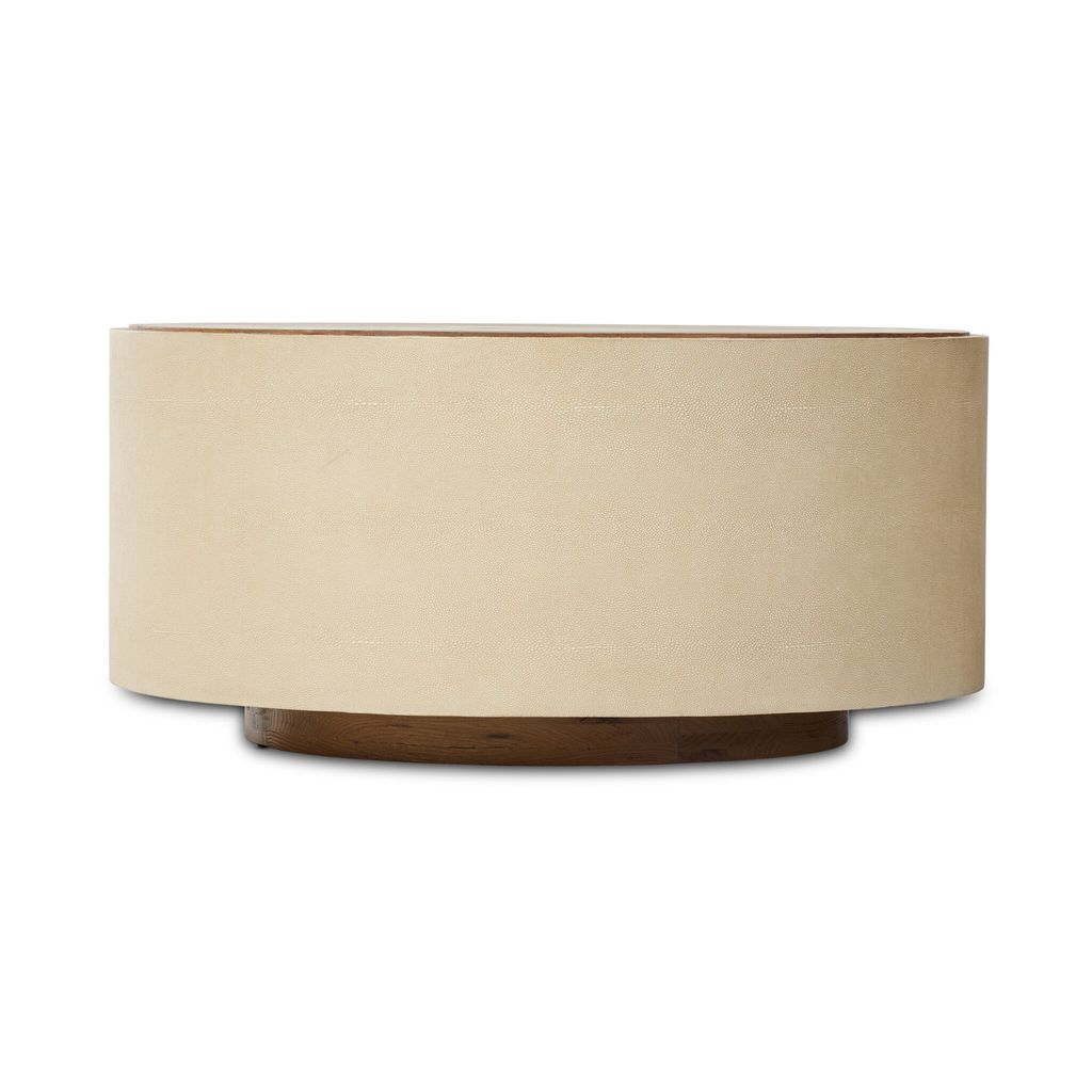 Preview image for Reclaimed Wood & Cream Shagreen Round Coffee Table 38 inch