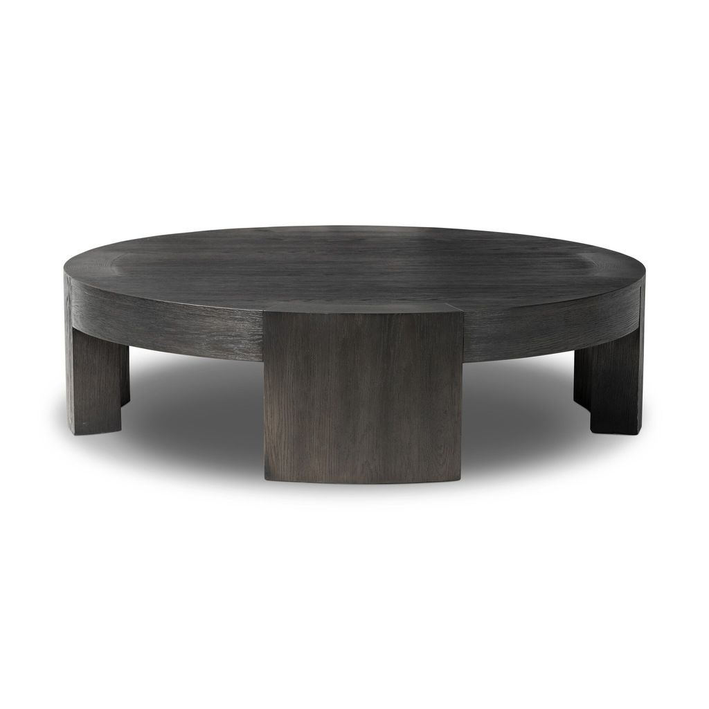 Preview image for Charcoal Oak Wood Chunky Low Profile Round Coffee Table 48 inch