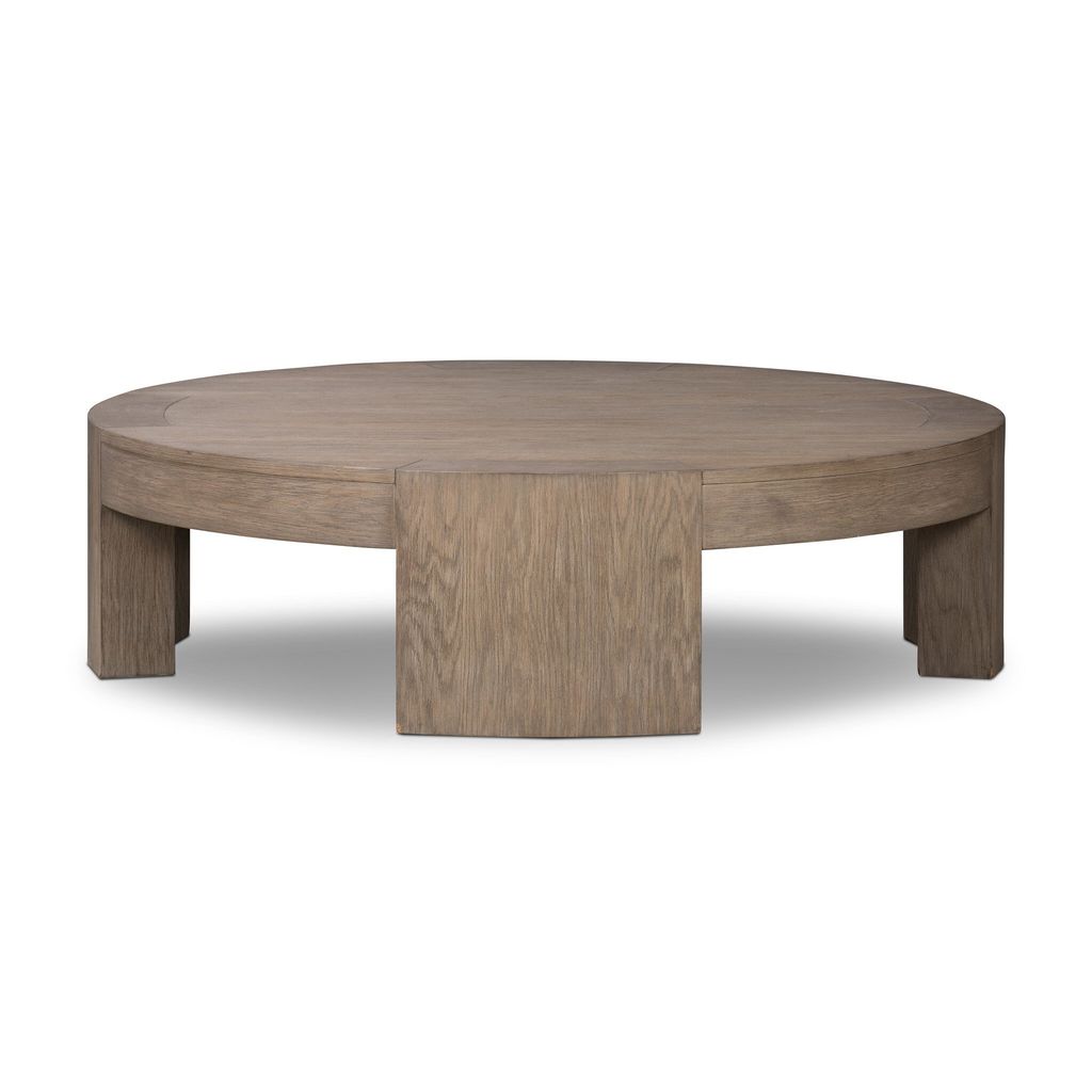 Preview image for Warm Natural Oak Wood Chunky Low Profile Round Coffee Table 48 inch
