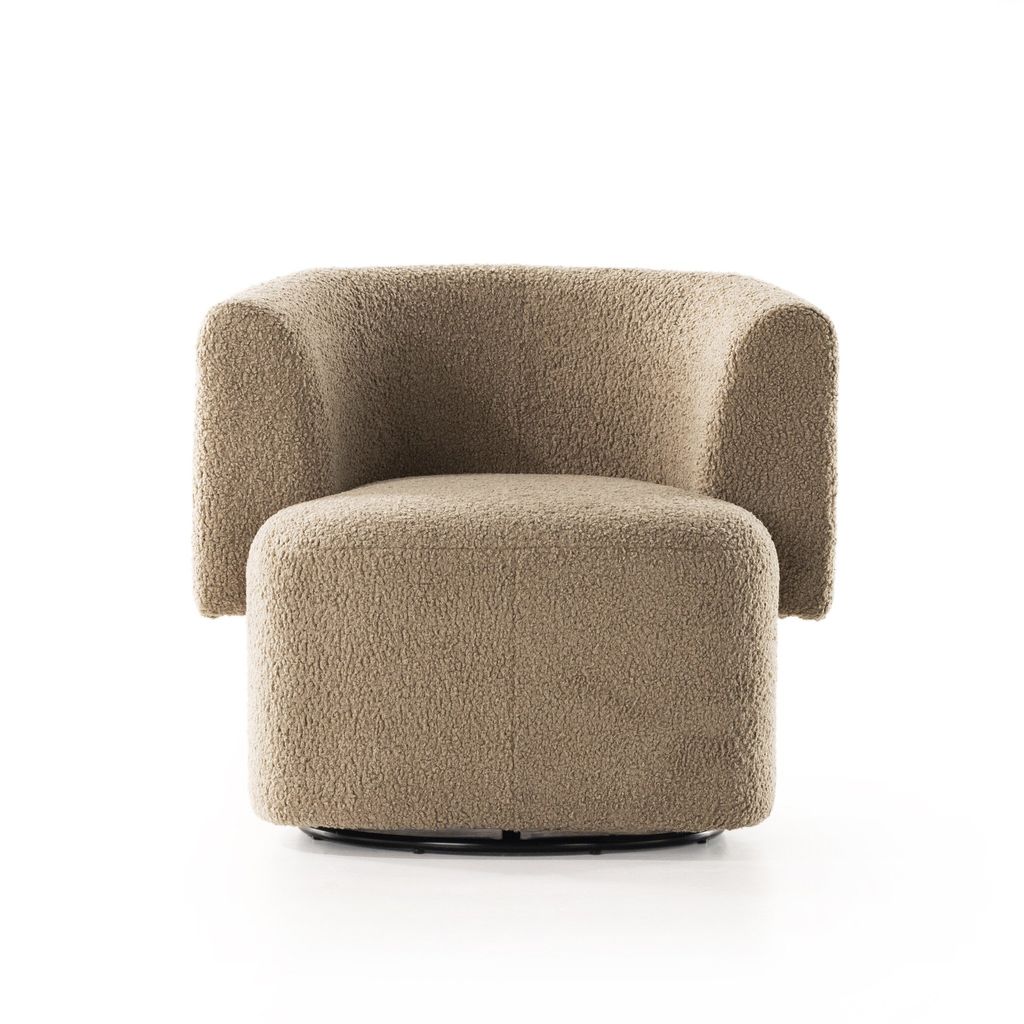 Tybalt Swivel Chair, Sheepskin Camel Cover