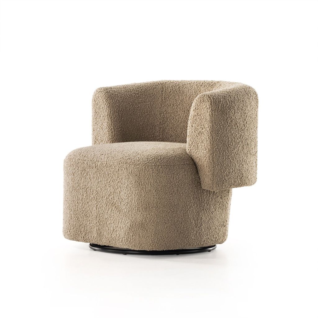Tybalt Swivel Chair, Sheepskin Camel Cover