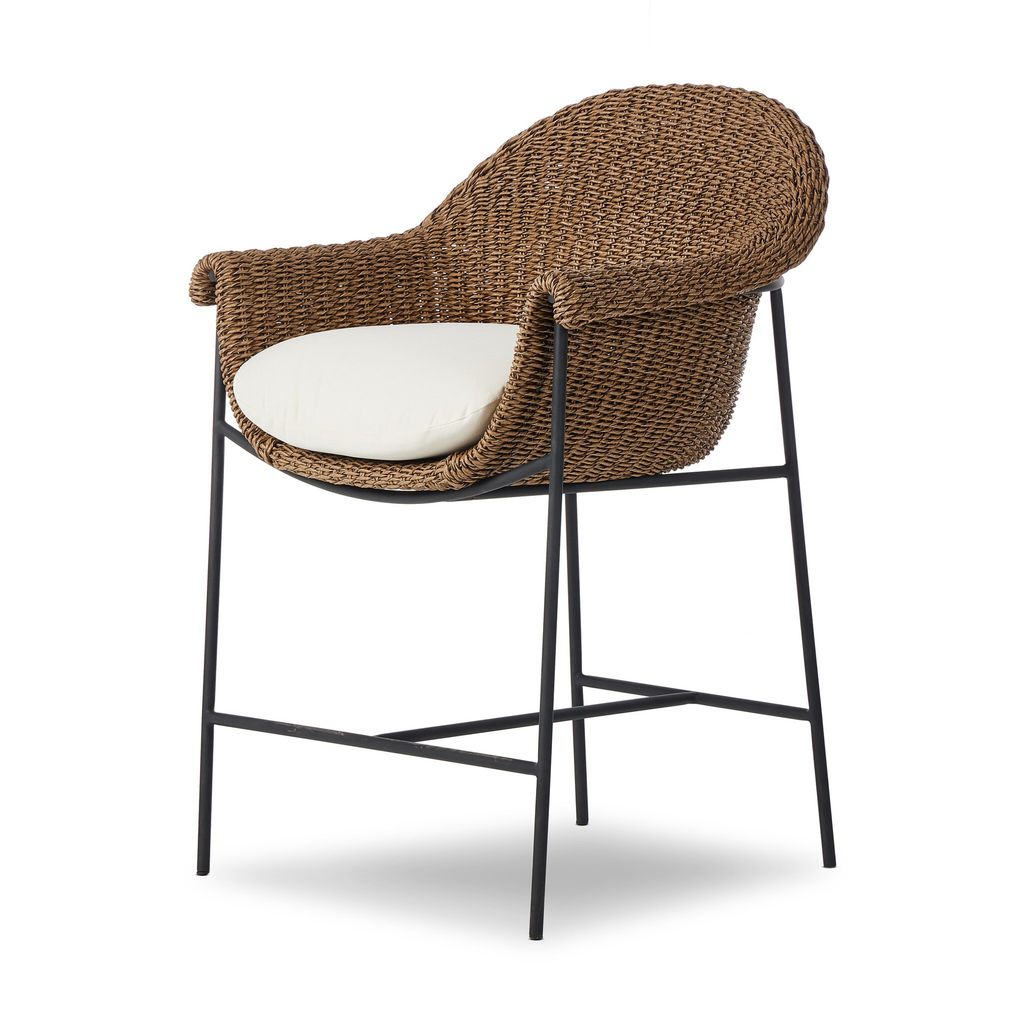 Suerte Outdoor Counter Stool, Faux Dark Hyacinth Cover