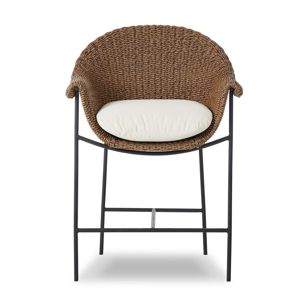 Suerte Outdoor Counter Stool, Faux Dark Hyacinth Cover