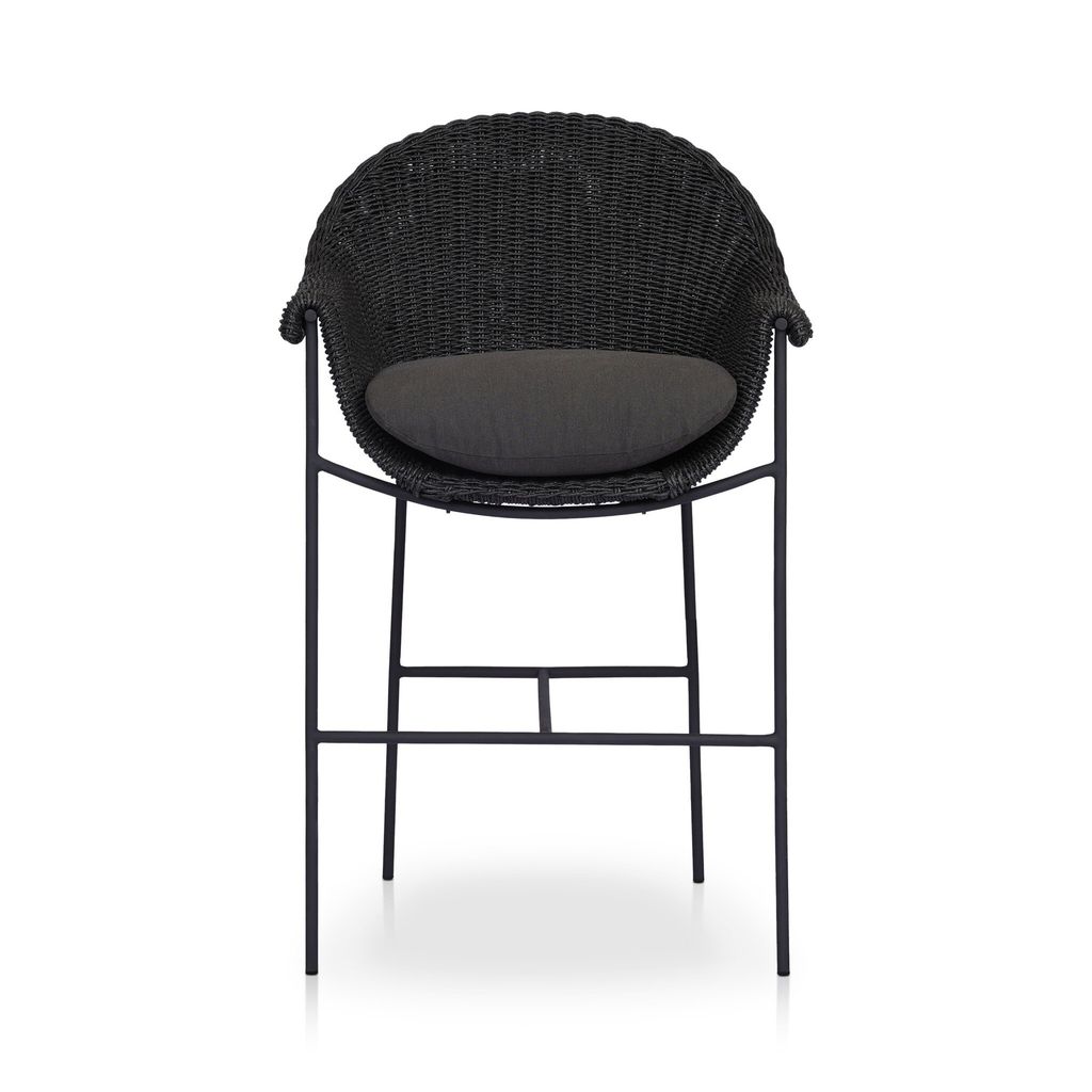 Preview image for Suerte Outdoor Bar Stool, Faux Black Hyacinth Cover