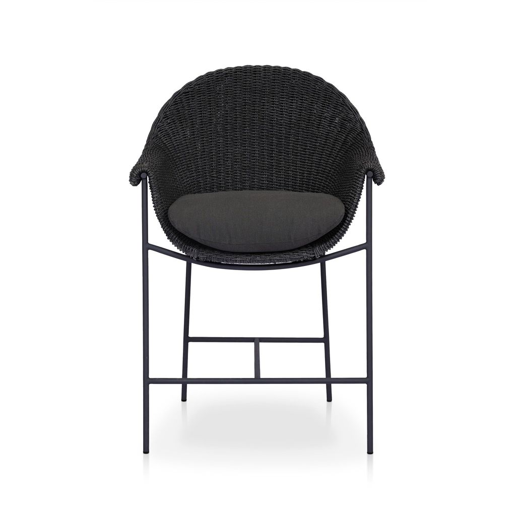 Suerte Outdoor Counter Stool, Faux Black Hyacinth Cover