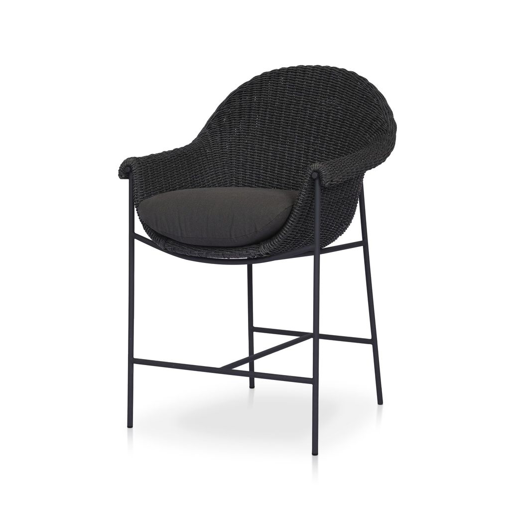 Suerte Outdoor Counter Stool, Faux Black Hyacinth Cover